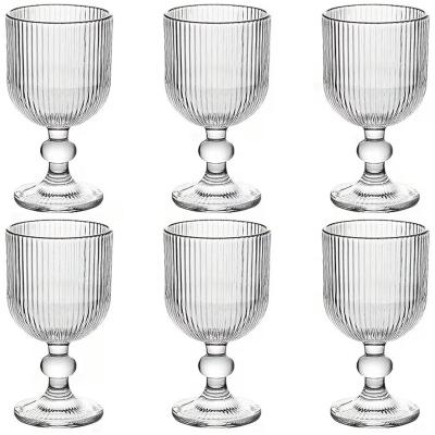 6 stuks vintage wijnglazen, 370ml, uniek retroglas, kelk met verticale lijnen, waterglas, bruiloft, feest, diner, bar