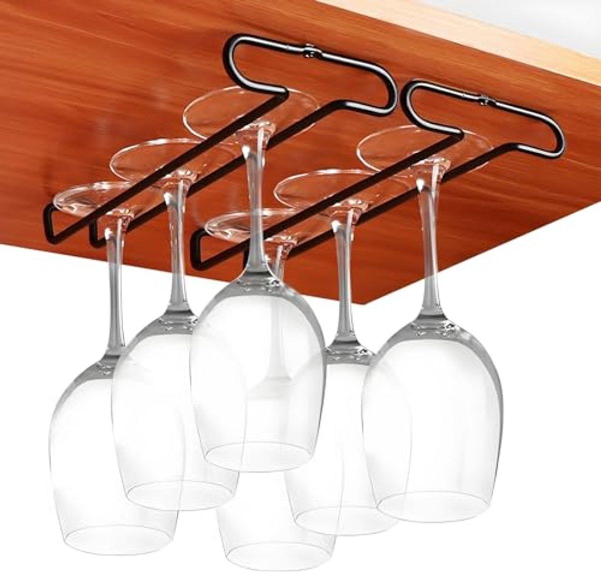 Hangen Wijnglashouders Set van 2 voor Keuken en Bar - Glazen Opberghanger