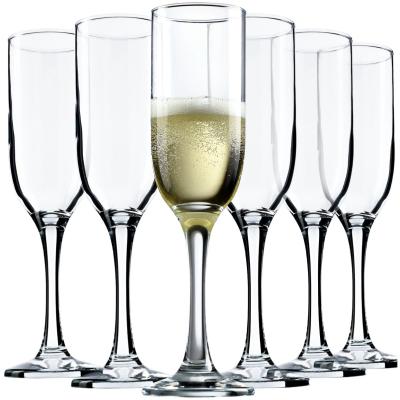 KADAX Wijnglazen, vaatwasmachinebestendige wijnkelk, hoogwaardige en elegante glazen voor rode en witte wijn, wijnglas met lange stijl, kelkglazen voor het serveren (6 x 210 ml, voor champagne)