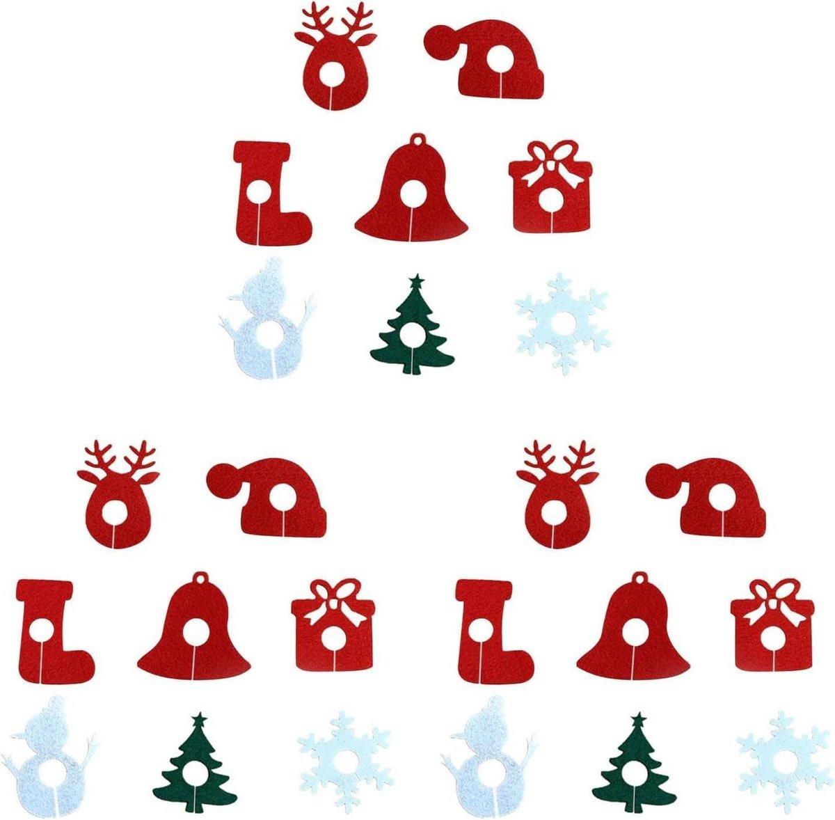 Kerst Wijnglas Ringen - Glas Decoraties - Feestelijke Drankjes - Verschillende Stijlen - 5 x 4 cm - Diverse Kleuren