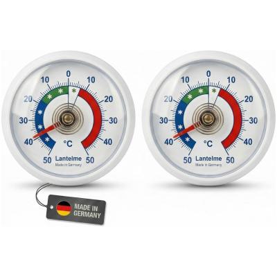 Lantelme Set van 2 analoge koelkast- en vriezerthermometers - meetbereik -50 °C tot +50 °C, met kleefpad, verstelbaar, compacte bimetalen temperatuurmeter voor koelapparaten