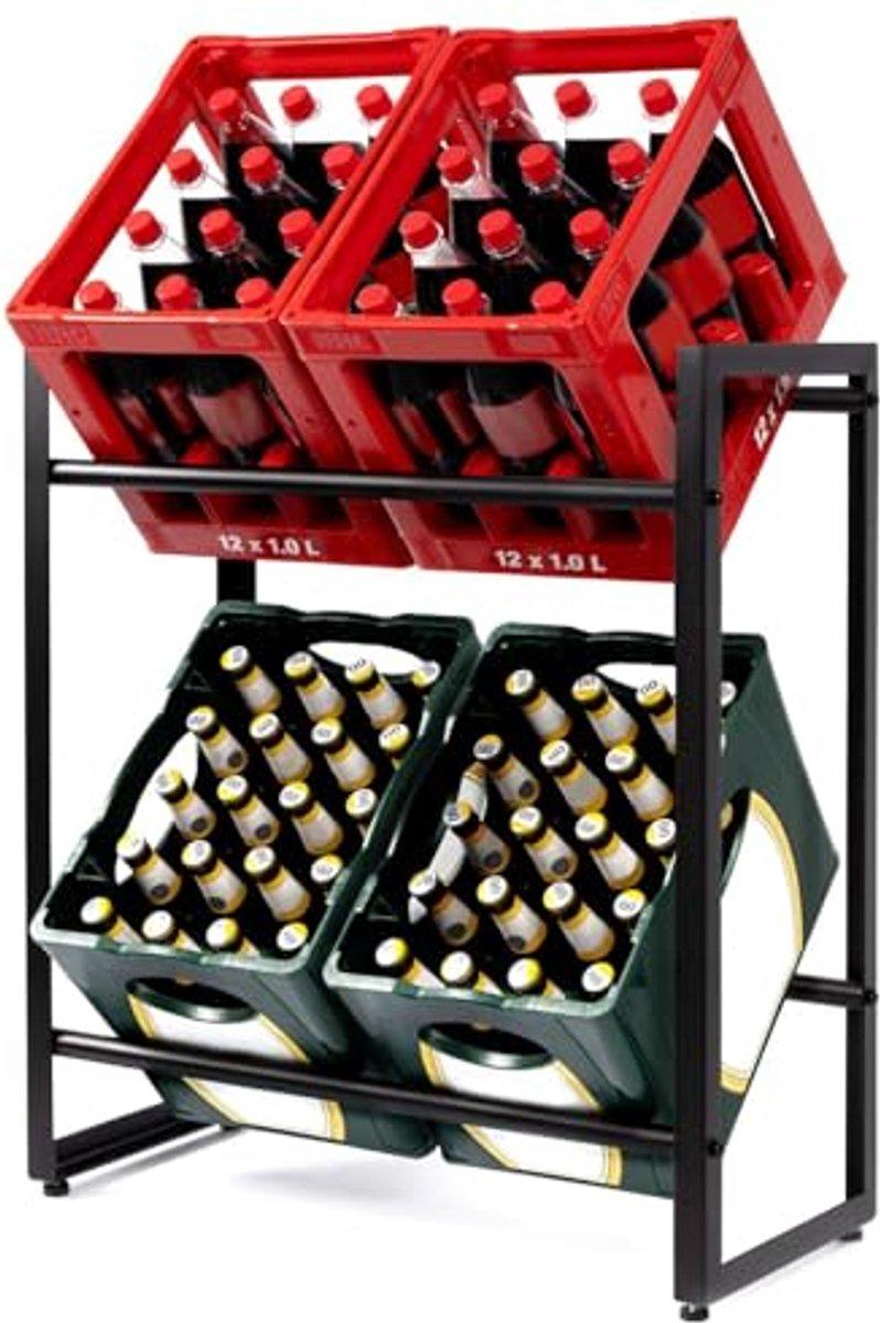 Stabiele Crate Rack voor 4-6 Stalen Dozen - Geschikt voor Wijn, Bier en Drank