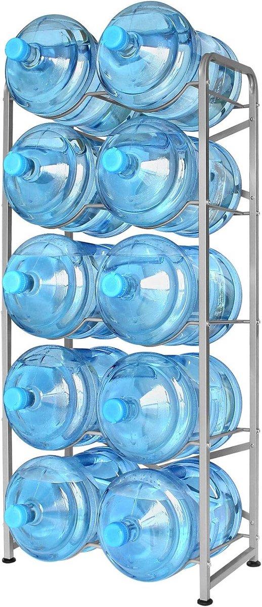 Waterfleshouder 5 Gallon - 5 Lagen Opslagrek voor 10 Waterkruiken - Zwaar Uitgevoerd met Stevig Frame