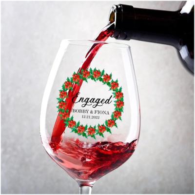 Wijnglas Ornament - Gepersonaliseerd Glas - Speciale Gelegenheid - UV Digitale Print - 17 oz Capaciteit - Wit