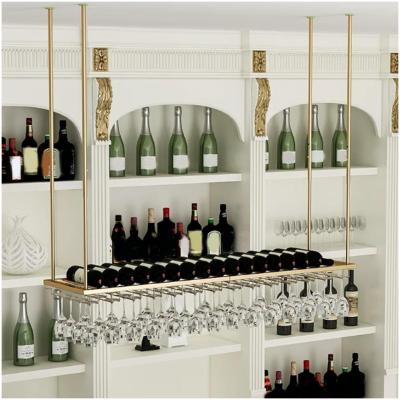 Wijnglazen rek - Hangende houder - Ruimtebesparing keuken - Dubbellaagse opslag - 60 tot 140 cm - Goud