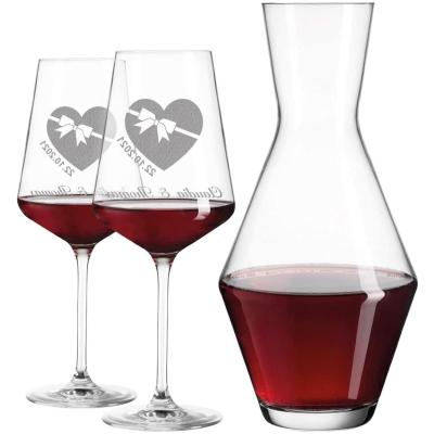 Wijnglazen set - Decanteerkan - Cadeau geven - Gepersonaliseerde gravure - 460 ml - Helder