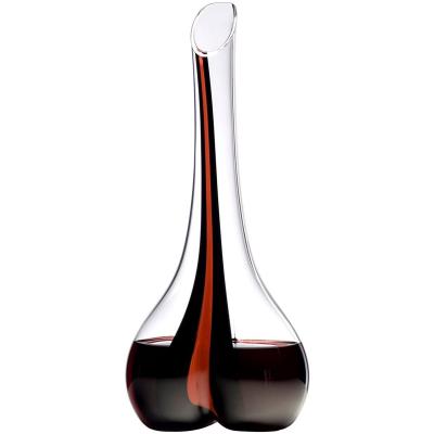 Wijnkaraf - Drank schenker - Drank serveren - Mondgeblazen kristal - 750 ml - Rood zwart gestreept