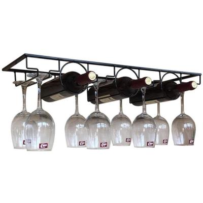 Wijnrek - Bekerhouder - Wijn Bewaren - Handgelast IJzer - 70x23cm - Brons