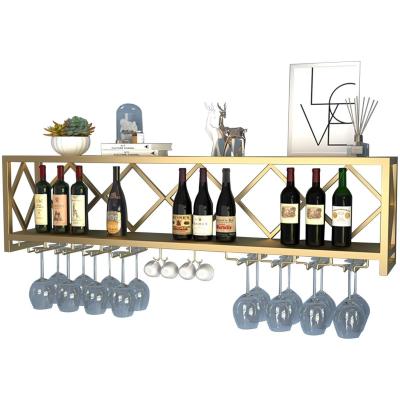 Wijnrek Plank - Drank Display - Thuisbar Inrichten - Hangende Glazenhouder - Goud