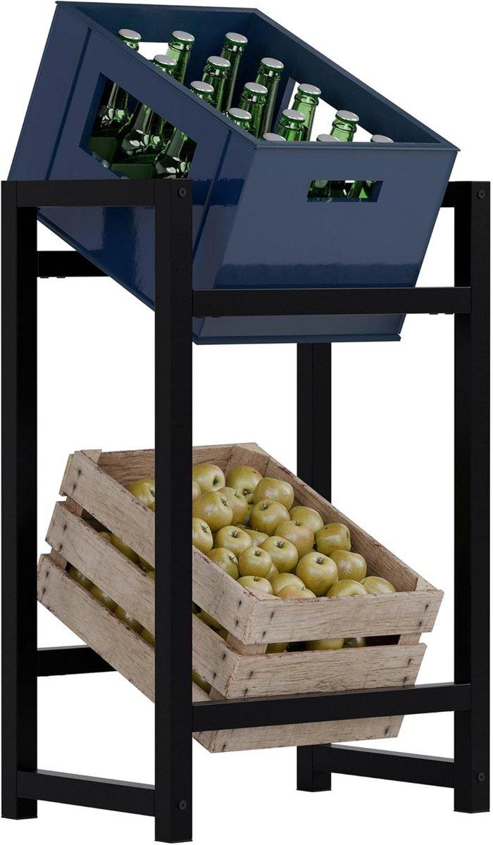 Zwart Stack Krattenrek - Handig en Chique Opbergmeubel 75x47x31 cm